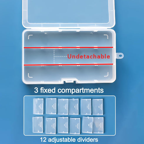 Qualsen Plastic Organizer Storage Box with Adjustable Dividers, Fishing Tackle Box and Bead Organizer Box for Jewelry, Beads, Earrings, Tools, Fis...