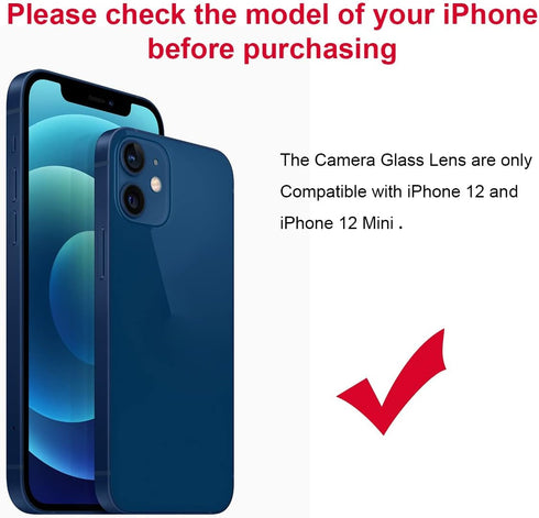 2 Set Original Back Rear Camera Lens Glass Replacement for iPhone 12 and iPhone 12 Mini with pre-Installed Adhesive and Reparing Toolkit...
