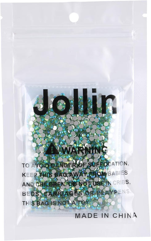 Jollin Glue Fix Crystal Flatback Rhinestones Glass Diamantes Gems for Nail Art Crafts Decorations Clothes Shoes(ss10 2880pcs, Light green AB)...