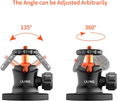 UURIG BH-04 Magnet Camera Mount for GoPro,Heavy-Duty Metal Car Powerful Magnetic Camera Mount with 360 Degree Rotation Ball Head for Car Body,Comp...