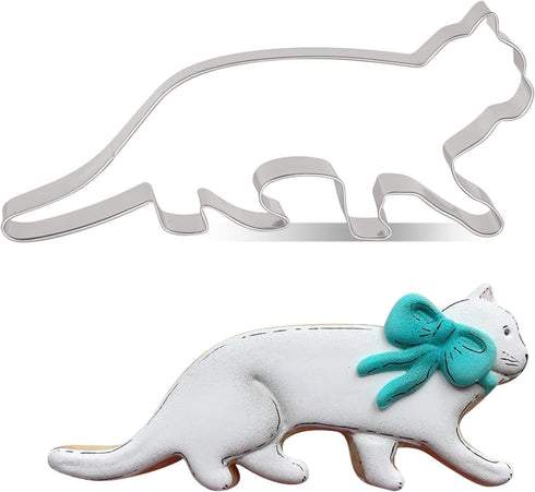 LILIAO Walking Cat Cookie Cutter for Kids - 5.4 x 2.4 inches - Stainless Steel...