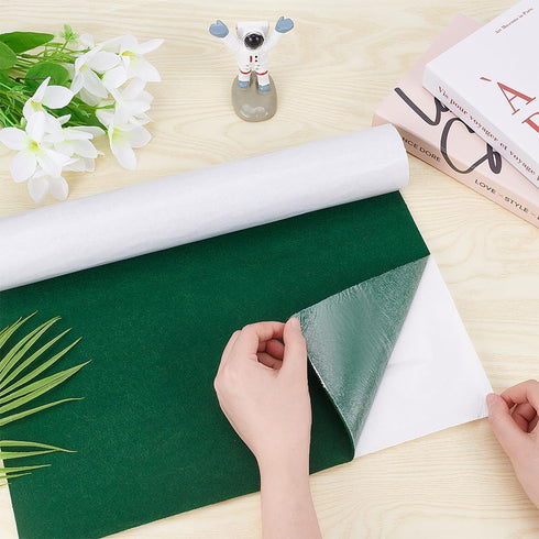 BENECREAT 15.7x78.7 Green Self-Adhesive Felt Fabric Shelf Liner for DIY Costume Making, St. Patrick Decorations, Jewelry Drawer Box Fabric Peel St...