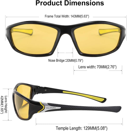 FEISEDY Classic Men Polarized Sports Sunglasses Night Driving Yellow Lenses Cycling Fishing Driving Glasses B2674...