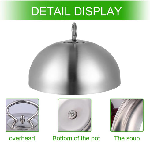 HEMOTON Cheese Melting Dome Stainless Steel Steam Basting Cover Heavy Duty Anti Oil Splashing Food Cover Dish Lid for Griddle Grill Restaurant Hom...
