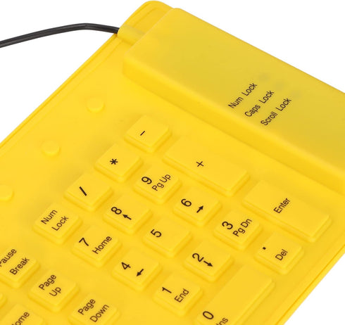 ASHATA Foldable Silicone Keyboard USB Wired Keyboard Mute Waterproof Rollup Keyboard for PC Laptop Notebook, 2 Color, 108 Keys(Yellow)...