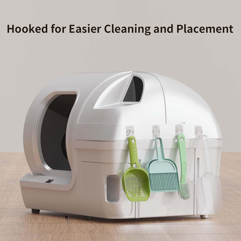 Convenient Pet Cats Toilet Cleaning Kit with Cat Litter Box Scooper/Cat Litter Picker/Handheld Dustpan/Broom/Brush/Paste Hooks Good for self Clean...