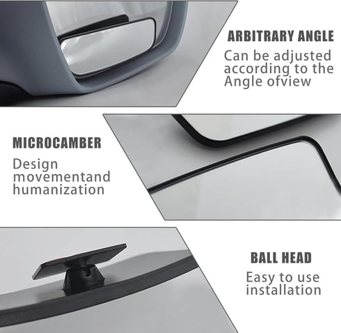 2 PCS Car Rear View Blind Spot Mirror, 3.7" x 1.4" Rectangular Curved Wideangle Auxiliary Rearview Mirror, High-definition Glass Adjustable Anti-g...