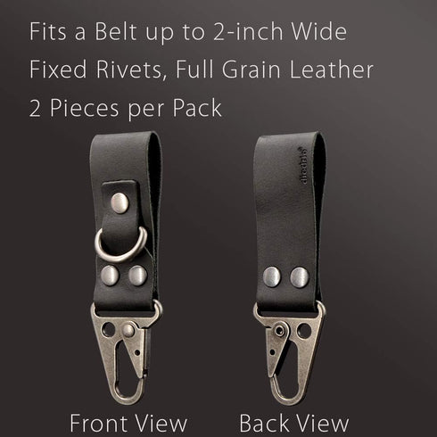 diodrio EDC Leather Strap Keychain Holder, Heavy Duty Belt Clip Key Ring Fob Holder. 2 per Pack....
