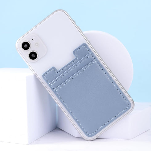 2Pack Phone Card Holder,Leather Phone Wallet Adhesive Stick On Credit Card Pocket for Back of Phone Case iPhone and Android-Blue......