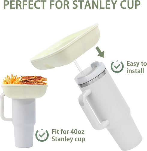 Snack Bowl for Stanley Cup with Upgraded Tight-Fitting Cover, Reusable Snack Tray with Lid Fits for Stanley 40 oz Tumbler with Handle, Stanley Acc...