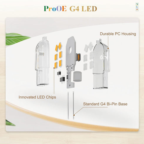 DiCUNO ProOE G4 LED Bulb 20W Equivalent 12V, 1.5W JC Bi-pin Base Light Bulbs, Warm White 2700K 180LM, Landscape Bulb Replacement, High CRI 98, Pac...