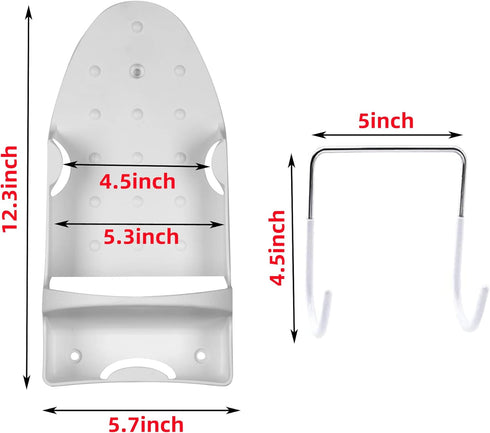 Ironing Board Hanger Wall Mount Electric Iron Holder Household Bathroom Shelf Holder Rack Electric Iron Holder - for Max 5.2 inch Width(White)...