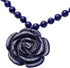 Shop LC Carved Rose Blue Lapis Lazuli Beaded Necklace for Women 925 Sterling Silver Rhodium Plated Gifts for Women Size 18" Birthday Gifts...