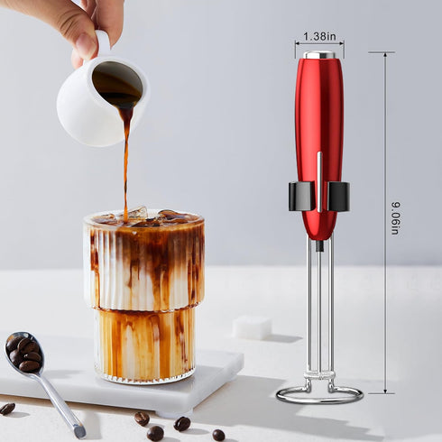 Milk Frother Handheld, Kitchen Powerful Electric Foam Maker with Stand, Battery Powered Foamer Blender Drink Mixer for Coffee Latte Cappuccino Hot...