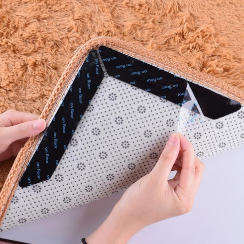 Set 8PCS Rug Gripper Tape, Washable and Reusable, Dual-Sided Anti-Slip Pads for Rugs, Suitable for Hardwood Floors, Rug Anchors to Prevent Slippag...
