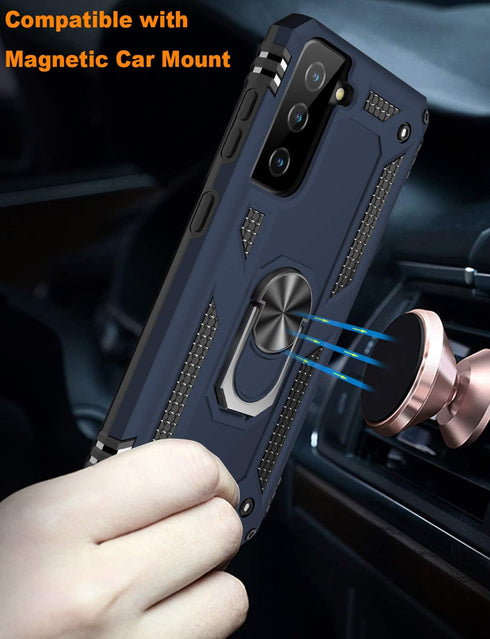 IKAZZ for Galaxy S21 Case,Military Grade Shockproof Heavy Duty Protective Phone Cover Pass 16ft Drop Test with Magnetic Kickstand Car Mount Holder...