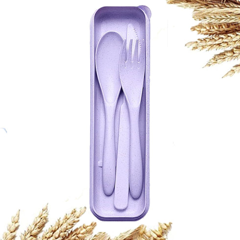 Reusable Travel Utensils Set with Case, Portable Wheat Straw Cutlery Set, BPA-Free and Eco-friendly Knife Spoon Fork, Travel Utensils for Office, ...