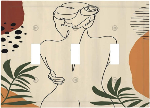 Abstract Art Bosnia Boho Triple Toggle Light Switch Cover 3 Gang Wall Plate Decorative Switchplate Electrical Faceplate for Bathroom Kitchen Home ...