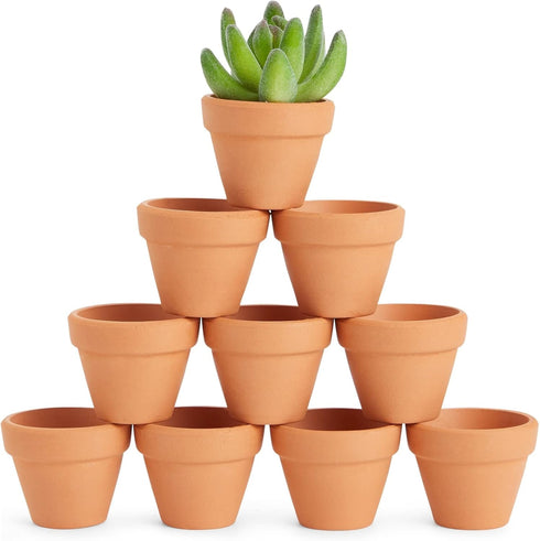 Juvale 10-Pack 1.5-Inch Mini Terracotta Plants Pots with Drainage Holes for Cactus, Succulents, Tiny Clay Terra Cotta Flower Pot Planters for Nurs...