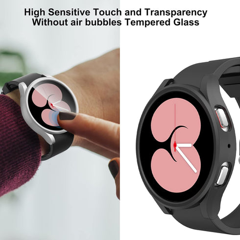 6+6 Pack Hard PC Case with Tempered Glass Screen Protector for Samsung Galaxy Watch 4 5 44mm, Waterproof, Fog-proof, All-Round PC Matte Protector ...