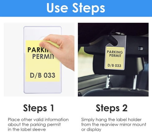 Clear Parking Permit Holder, 3 x 5 inch Car Vertical Parking Lot Pass Rear View Mirror Hanger for Car Passes, Stickers, Permits...