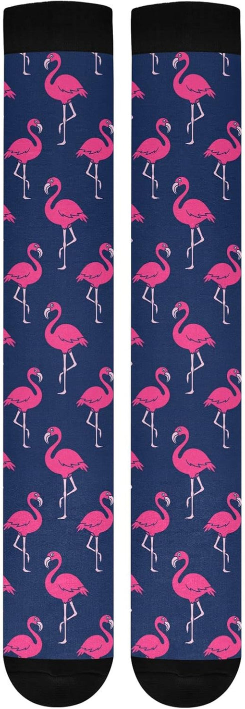 1 Pair Pink Flamingo Compression Socks 20-30mmHg Knee High Women Socks Tube Athletic Stockings for Men Sport Soccer Running Cycling Medical Nurse ...