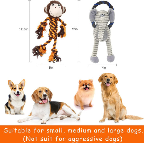 Rope Dog Toys for Small Dogs, Dog Tug of War Toys, Squeaky Dog Toys to Keep Them Busy, Interactive Dog Toys for Aggressive Chewers...