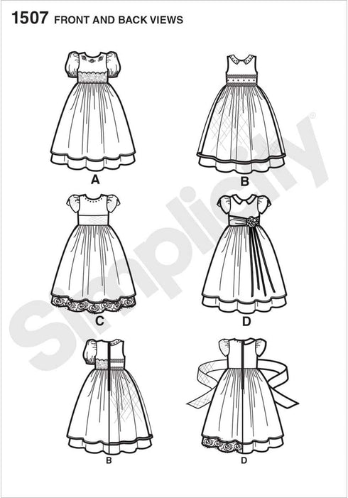 Simplicity 1507 Toddler Girl's Formal Dress Sewing Pattern, Sizes 1/2-3...