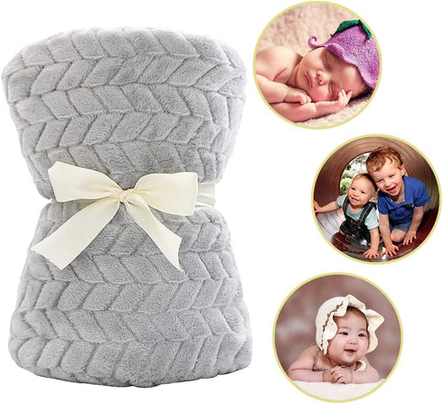 Baby Blanket Flannel, Cozy Throw Blankets for Newborn Infant and Toddler, Super Soft and Warm Receiving Baby Blanket for Crib Stroller (Grey 25 * ...