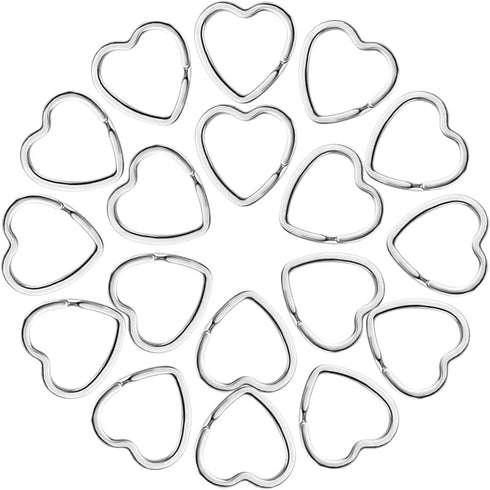 50 PCS Heart Shape Keyring Metal Silver Split Key Rings Heart Keychain Craft for DIY Home Car Keys Valentine's Day Mother's Day...