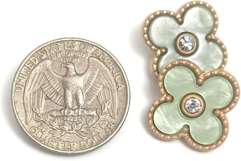 Green Resin Metal Base Four Leaf Clover Sewing Shank Buttons 20 Pcs - 20mm, 3/4"...
