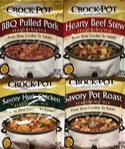 BBQ Pulled Pork, Hearty Beef Stew, Savory Herb Chicken, Savory Pot Roast - Slow Cooker Seasoning Mix - Variety Pack of 4 - 1.5 Oz Each...