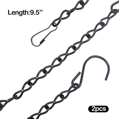 2pcs 9.5 Inch Black Hanging Chain for Bird Feeders, Planters, Lanterns, Lanterns, Suet Baskets, Wind Chimes, Chains Signs and Ornaments...