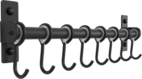 Dseap Kitchen Utensil Holder Hanger, Pot and Pan Rack Wall Mount, Kitchen Rail with 8 Hooks for Hanging Cooking Utensils, Mugs, Spoons, Wall Mount...