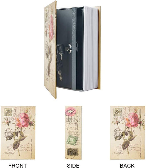 Small Sized Diversion Book Safe Storage Box, Dictionary Secret Safe Can with Security Combination Lock/Key, Diversion Book Hidden Safe (Key, Rose)...