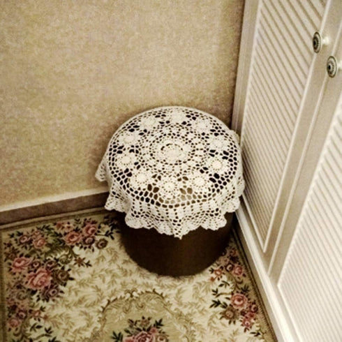 Damanni Beige Cotton Handmade Crochet Lace Tablecloth Doilies Table Overlay,Round,23 Inch,2PC...