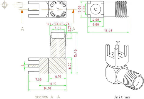 Superbat SMA Connectors Right Angle SMA Female PCB Edge Mount Connector Solder RF Coaxial Adapter 10pcs...