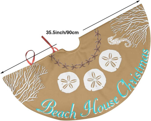 NGFF Beach Coral Cute Santa and Snowman Dolls Design Christmas Tree Skirt Gorgeous Xmas Tree Decoration Skirt...