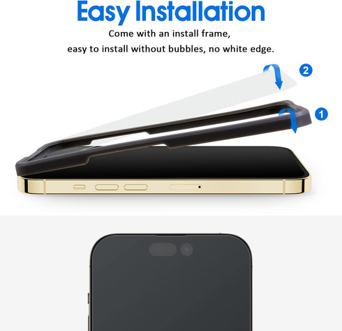 Ambison [2 Pack Matte Glass Screen Protector Designed for iPhone 14 Pro, Dynamic Island Compatible/Install Frame/Bubble Free/Anti-Glare, 9H Temper...