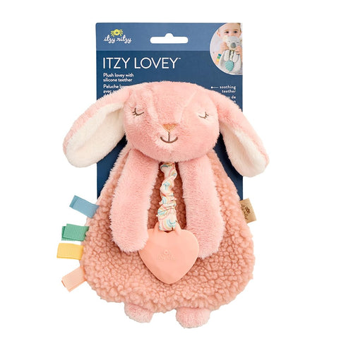Itzy Ritzy - Itzy Lovey Including Teether - Baby Lovey with Teether, Textured Ribbons & Dangle Arms - Features Crinkle Sound, Sherpa Fabric and Mi...