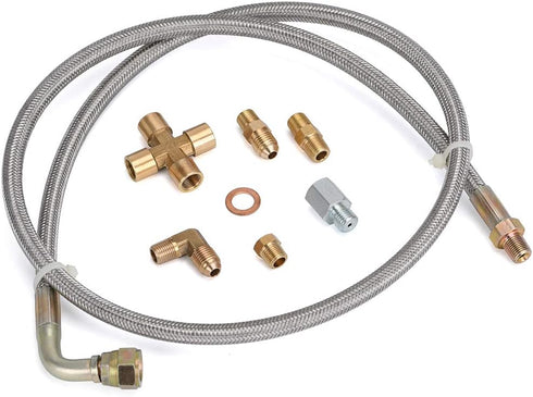 PTNHZ UNIVERSAL Turbo Oil Feed Line Oil Return Line Oil Drain Line Kit 1/8 NPT 4AN T3 T4 T3/T4 T04E T70 T66 T67 GT35 GT45...