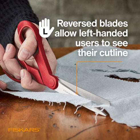 Fiskars All-Purpose Left-Handed Scissors - Ergonomically Contoured - 8" Stainless Steel - Paper and Fabric Scissors for Office, Arts, and Crafts -...
