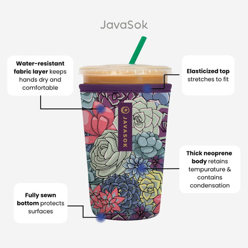 Sok It JavaSok Iced Coffee & Cold Soda Insulated Neoprene Cup Sleeve (Black, Medium: 22-28oz)...