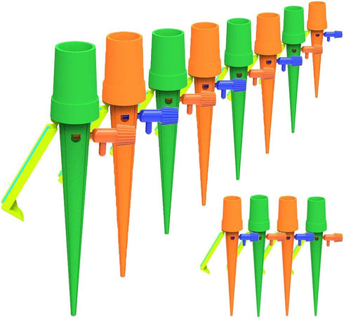 Automatic Plant Watering Device, Self Watering Spike Vacation Plants Drip Irrigation System 12 Pieces, with Anti-tilt Bracket Slow Release Control...