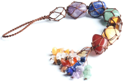 7 Chakra Gemstones Healing Feng Shui Crystals Window Car Decorations Hanging Ornament Dowsing Pendulum Good Luck Home Decoration for Reiki Yoga Me...