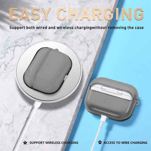 for Airpods Pro 2/1 Case Clear Black with Cleaning Kit, Soft TPU Transparent AirPods Pro 2nd Generation Protective Cover Skin Women Men for Airpod...