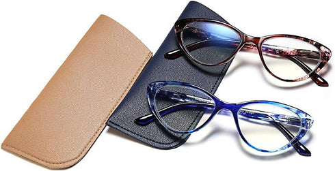 EYEURL Cat Eye Reading Glasses for Women 2 Pair Blue Light Blocking Readers 1.75 Comfort Spring Hinge Lightweight Eyeglasses Anti Glare for Ladies...