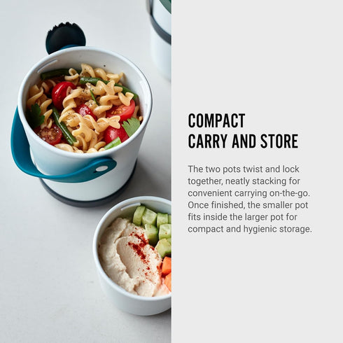 BLACK + BLUM Lunch Pot Original Stackable | Leak-Proof Microwave Safe Food Container | with Stainless-Steel Spork | Ocean, 30 oz / 900ml...