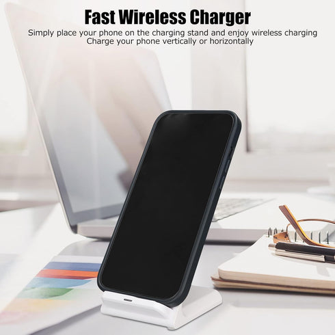 Wireless Charging Stand, Smart Phones Certified 15W Fast Wireless Charger for iOS 13, for iOS 12, for Samsung S22 S21 S20 S10 S9 S8 Note 20 (White...