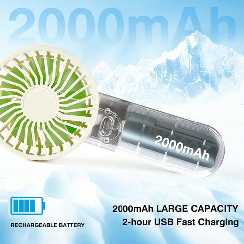 Portable Handheld Fan, Small Hand Fan with USB Rechargeable 2000mAh Battery, Dual Motor 3 Speed Cooling Fan for Camp Sport Travel...